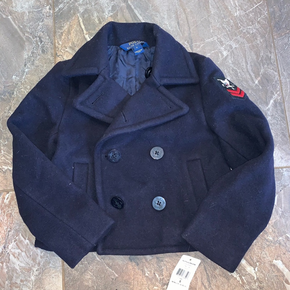 NWT Polo Ralph Lauren Navy Wool Peajacket Girls 6